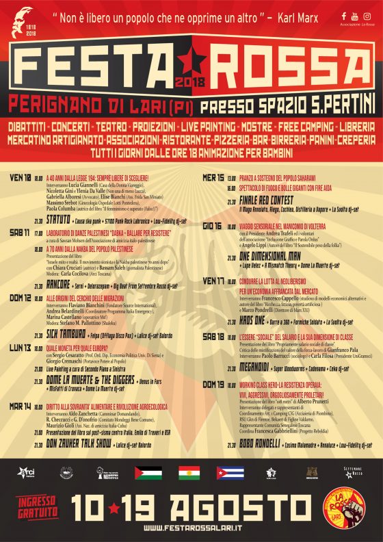 Festa Rossa Lari 2018 il programma!