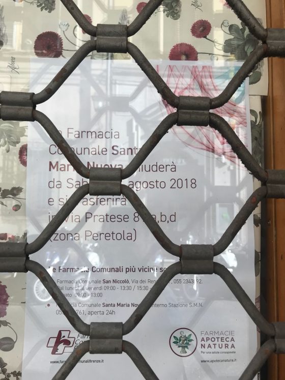 Stella (Fi) su farmacia S.Maria Nuova Firenze: perso ennesimo locale storico