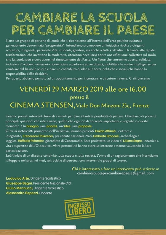 “Cambiare la scuola per cambiare il paese” allo Stensen di Firenze