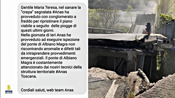 Albiano Magra, Anas scrisse ‘fatta ispezione, niente anomalie’