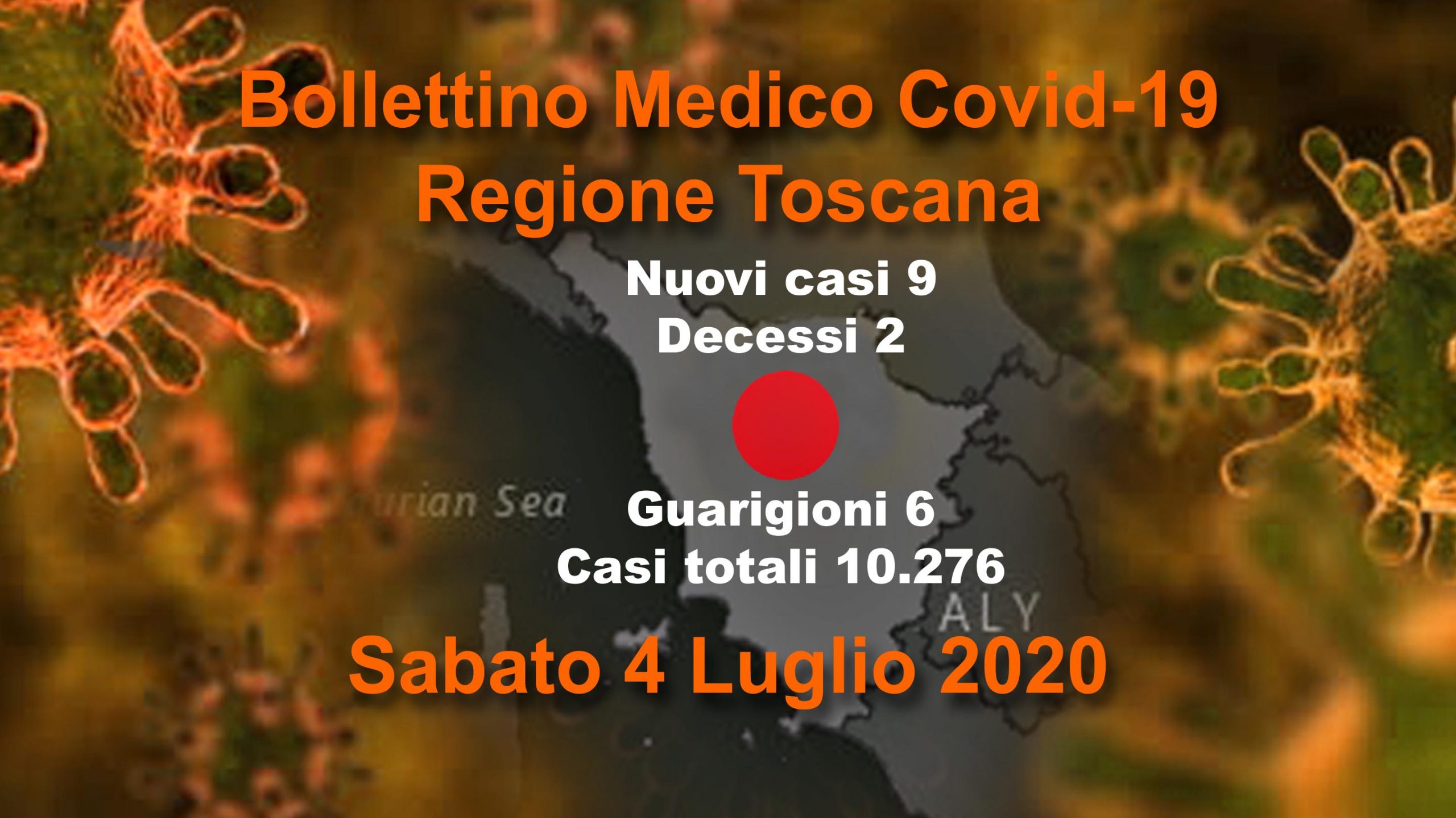 Coronavirus in Toscana: 9 nuovi casi, 2 decessi, 6 guarigioni