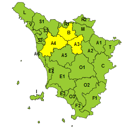 Toscana codice giallo venti forti