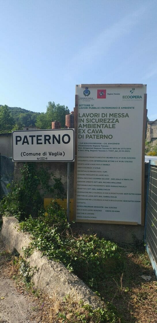 Vaglia (FI): cominciati lavori per messa in sicurezza Cava di Paterno