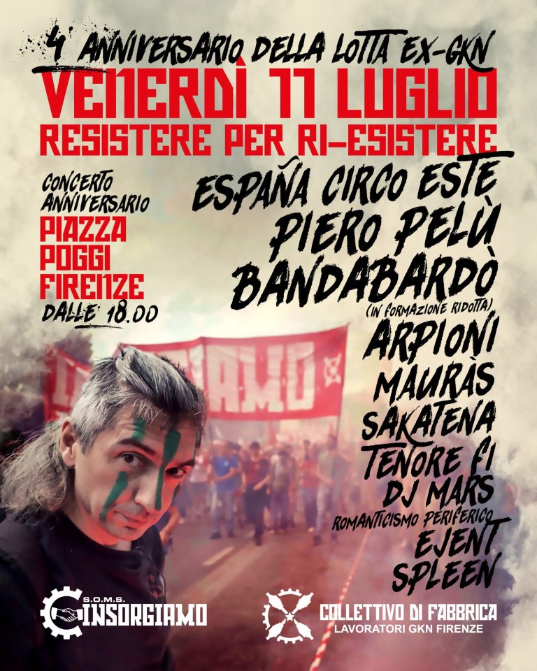 Resistere per Ri-esitere – Venerdì 11 Luglio – 4° anniversario della lotta ex-GKN