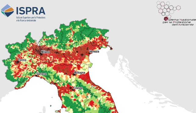consumo-di-suolo-ISPRA-2023-nord-italia