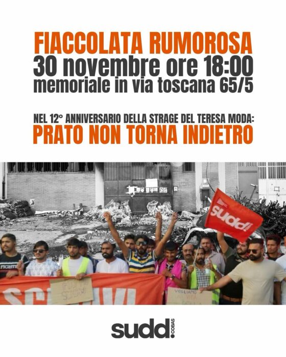 “Prato non torna indietro”: domeica una fiaccolata per ricordare le 7 vittime del rogo al Teresa moda