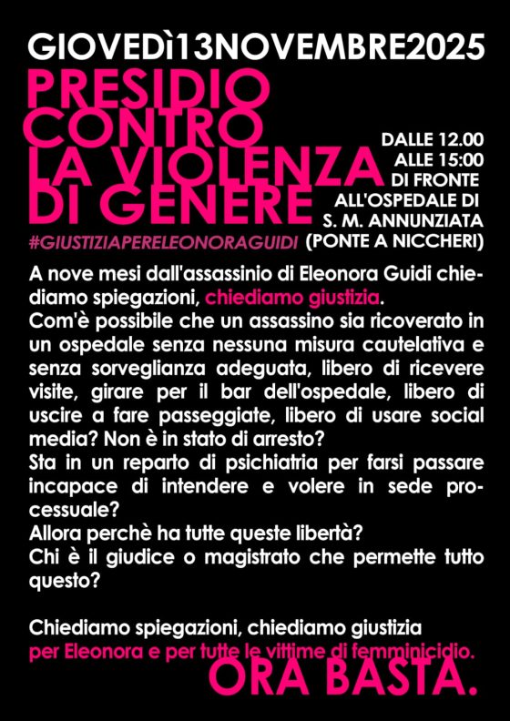 #giustiziapereleonoraguidi, presidio davanti all’ospedale di Ponte a Niccheri