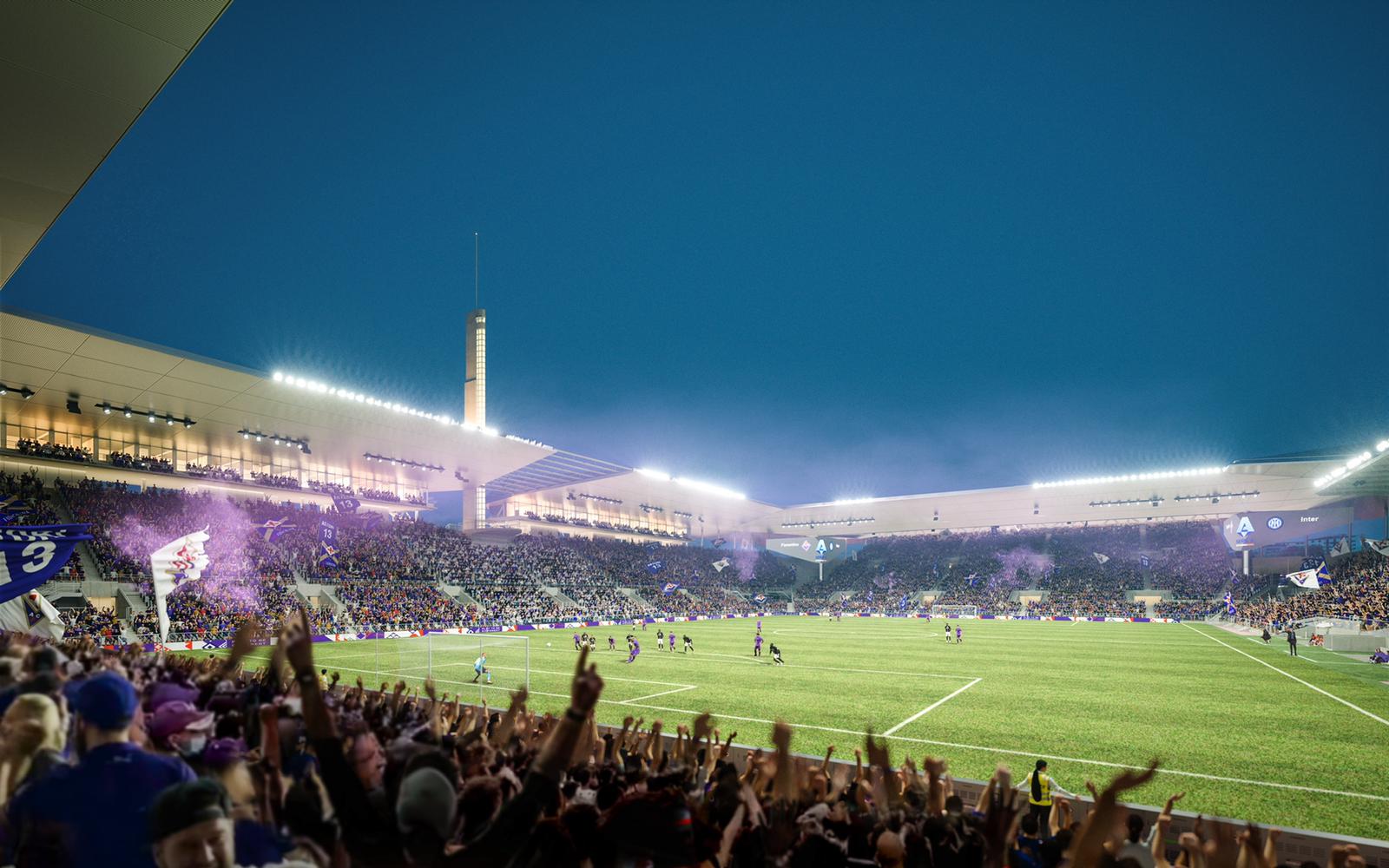 Un rendering della ristrutturazione dello stadio Franchi