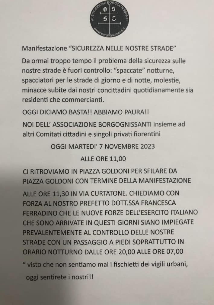 Sicurezza, commercianti Firenze: “vogliamo l’Esercito  in strada”