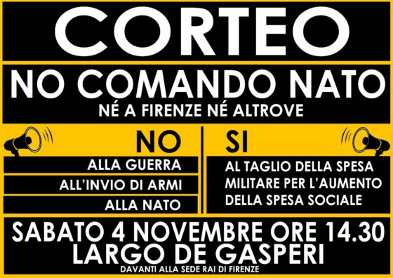 “No a nuovo comando Nato’: sabato 4 corteo a Firenze