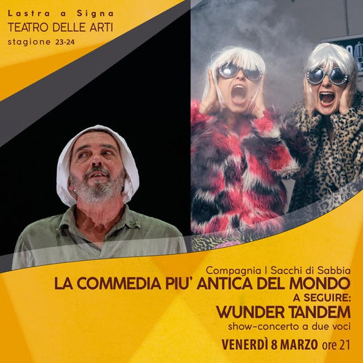 🎤 𝐋𝐚 𝐜𝐨𝐦𝐦𝐞𝐝𝐢𝐚 𝐩𝐢𝐮̀ 𝐚𝐧𝐭𝐢𝐜𝐚 𝐝𝐞𝐥 𝐦𝐨𝐧𝐝𝐨 da Aristofane al teatro delle Arti di Lastra a Signa