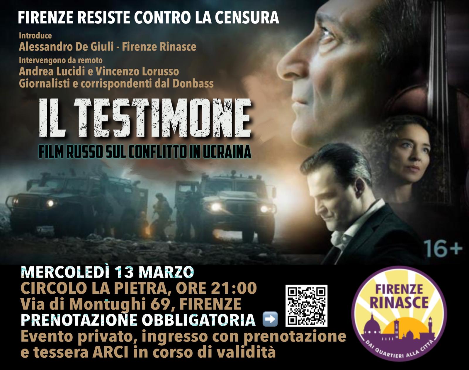Firenze: il discusso film “il Testimone” sarà proiettato mercoledì al Circolo La Pietra